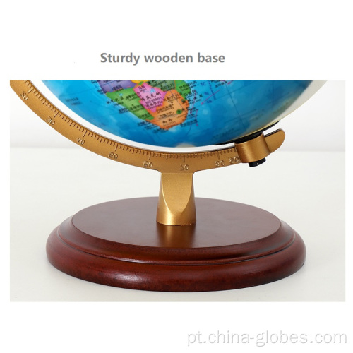 Globo mundial giratório iluminado para aprendizado de geografia infantil